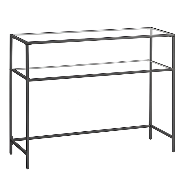 Anchor Black Steel Frame Glass Console Table - 100x35x80cm
