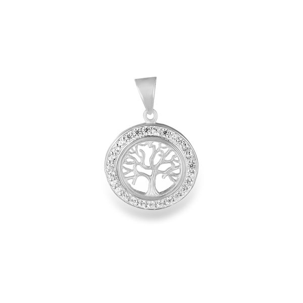 Silver CZ Tree of Life Pendant (PE-873)