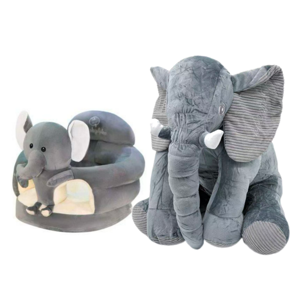 Belecoo Elephant Pillow &amp; Baby Learning To Sit On Elephant Sofa Seat