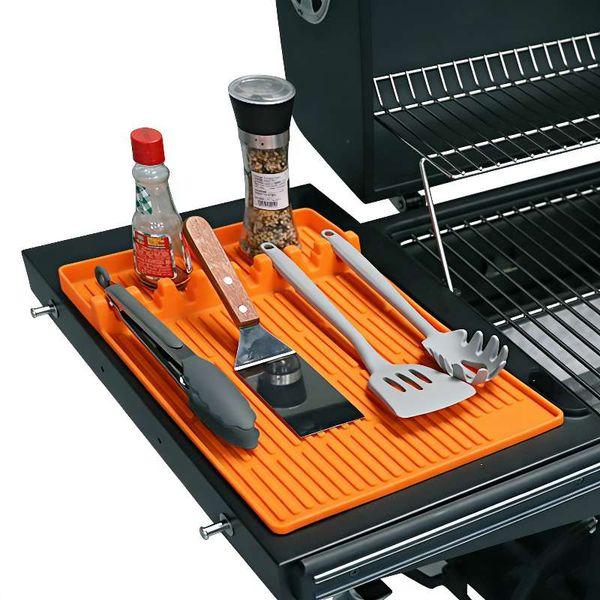 16"x11.5" Non-Slip Silicone Grill Utensil Rest with Drip Pad for Side Shelf