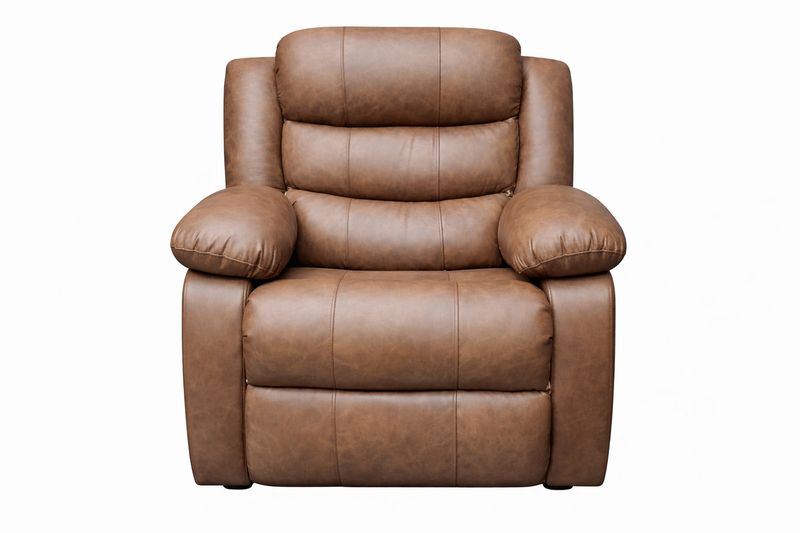 Furnity - Emilia Brown Full 100% Genuine Leather 1 Seater Recliner Sofa