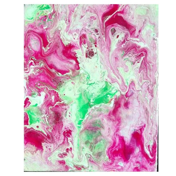 Vibrant Fluorescent Acrylic Pour Painting with Resin Coating - 20x25cm