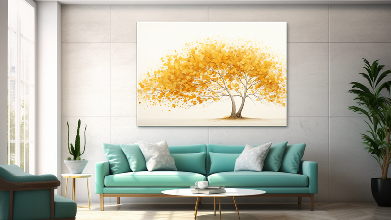 Canvas Wall Art - Golden Canopy Tree Abstract - JT0041