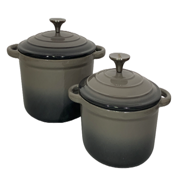 7 Piece Cast Iron Pots-Sea Salt - 1 Spoon Rest - 1 Soup Spoon