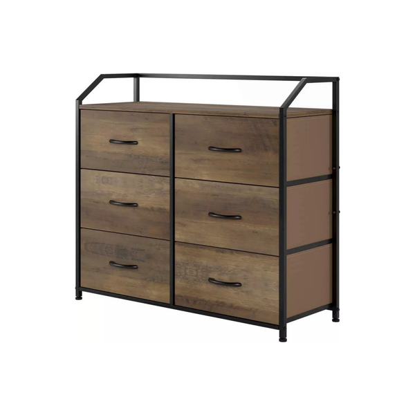 Bedroom 6 Drawers Dresser Storage Cabinet with Handles - 83 x 30 x 80cm