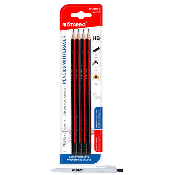 4Pcs High Quality Durable Wooden Pencils With Back Erasers With ReVibe Pen