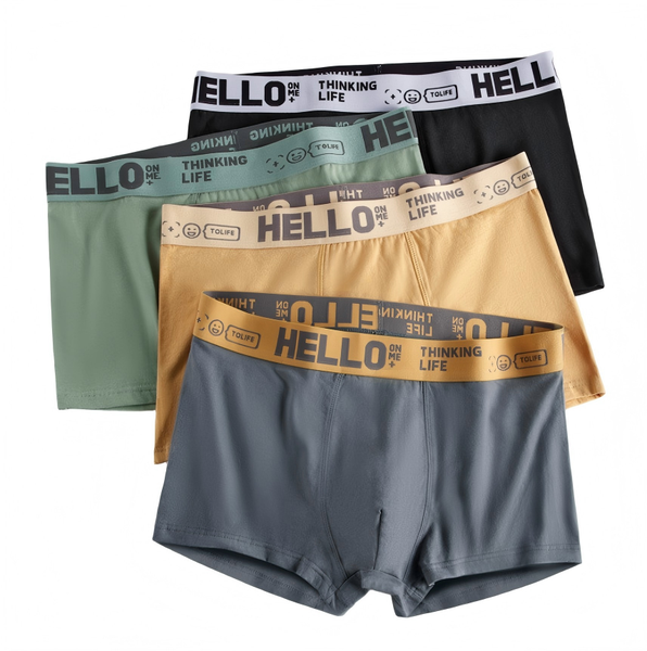 IPSTYLE Men's Boxer Underwear Man Mid-waist Underpants Solid Color