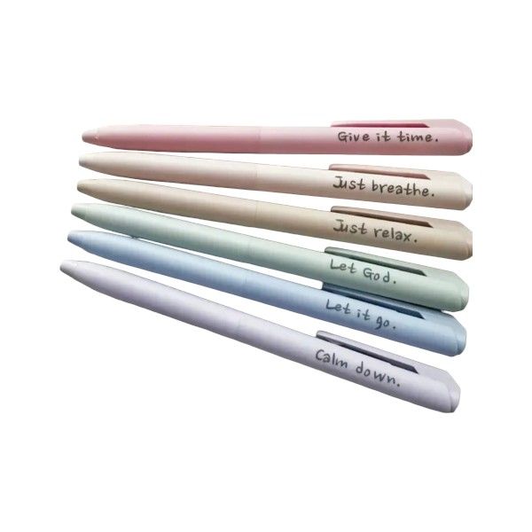 6 Piece - Motivational Gel Pens Set - Pastel