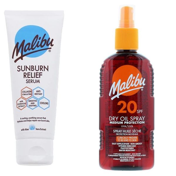 Malibu SPF 20 Tanning Oil and Sun relief Serum Bundle