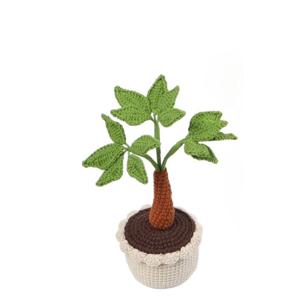 20cm Hand-Crocheted Wool Knitted Artificial Coconut Tree Faux Flower Plant