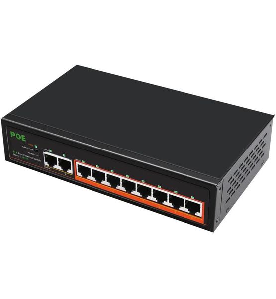 Microworld 10 Port Ethernet PoE Switch - 8× 10/100 PoE + 2 Uplink Ports