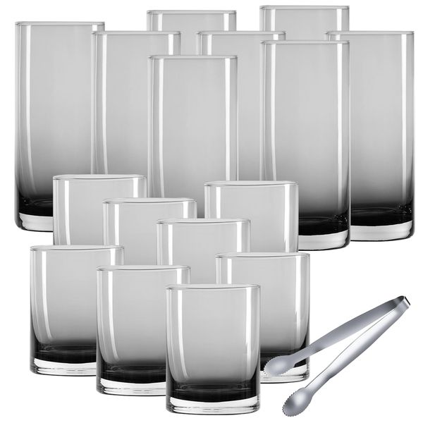 Elegant Premium Highball Bar Glassware, Mixed Drink Cocktail Glass - 17 Pieces