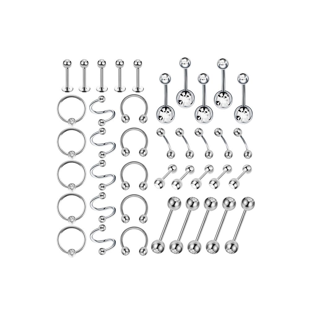 40 Piece Belly Button Nose Lip Jewelry Crystal Ball Body Jewelry