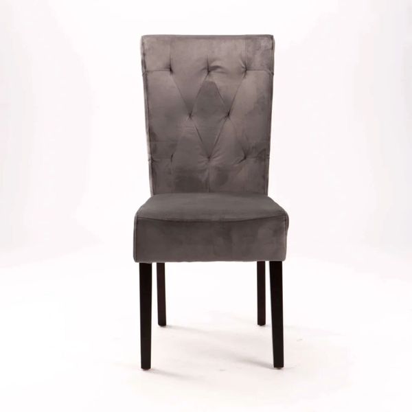Curly Care - Chesterfield Velvet Dining Chair -Dark Grey