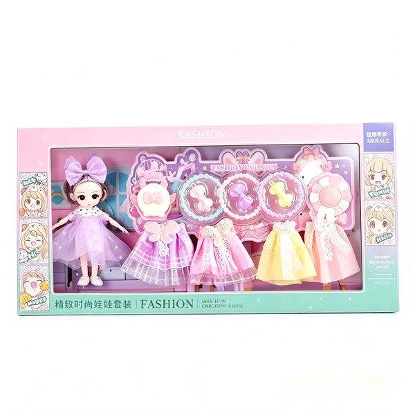 Cute 16cm Doll with Changeable Dresses Girls Toy Gift for Kids Age 3 and Up