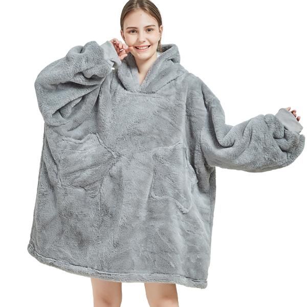 Iconix Unisex Grey Oversized Plush Hoodie Blanket | Shop Today. Get it ...