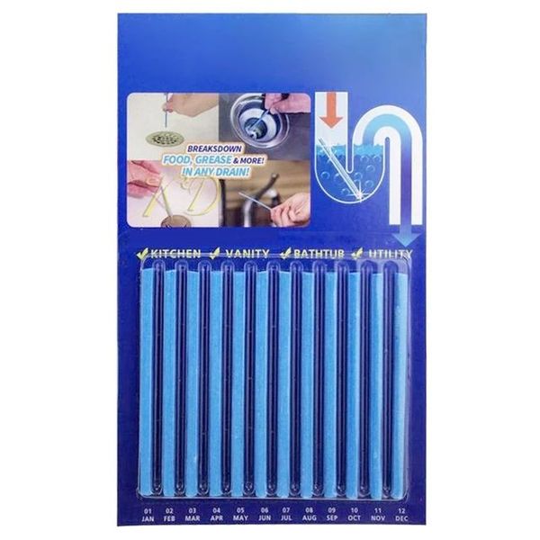Blue 12 Piece Drain Cleaning Sticks