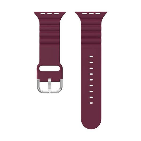 Weave Pattern Silicone Strap For Apple watch-42/44/45mm-Wine Red