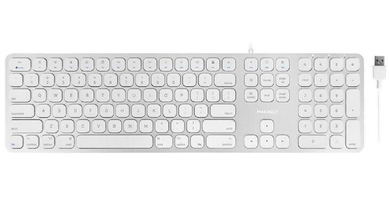 Macally - Aluminum Slim USB Keyboard with 2 USB ports for Mac