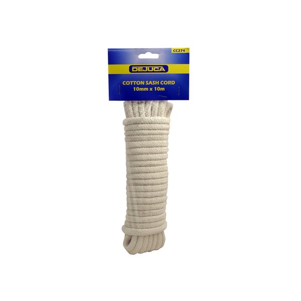 Dejuca - Cotton Sash Cord - 10mm X 10m - Cord - 10mm - (hank) - 2 Pack