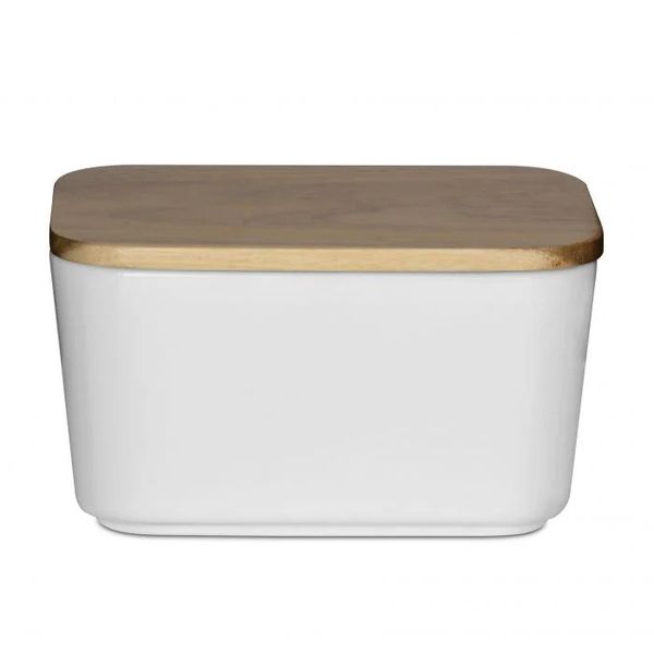 Butter Dish - Porcelain with Acacia Wood Lid Eetrite - 17 x 12 x 9cm