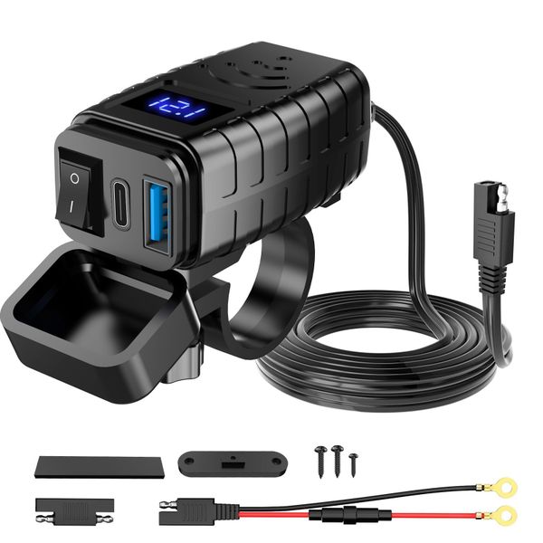 48W motorcycle mobile phone charger, digital voltage strap switch