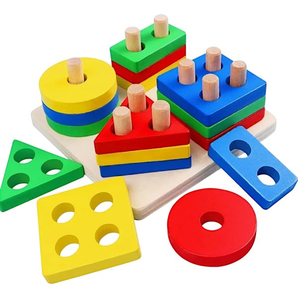 Early Teaching Wooden Puzzle for Kids - Multicolor