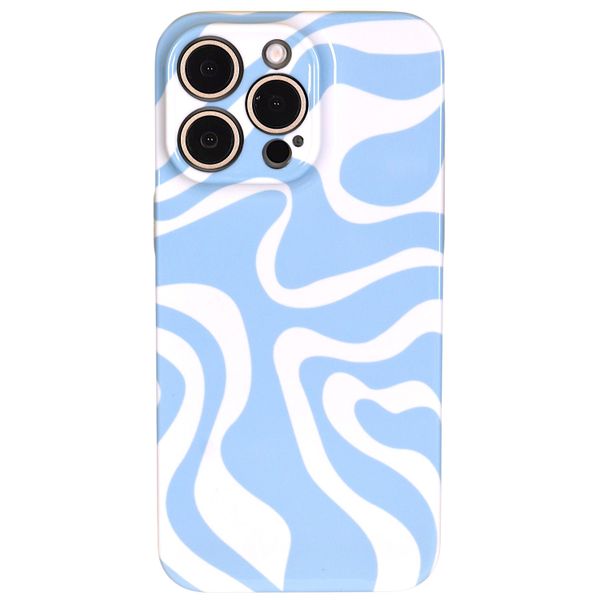 Modern Blue &amp; White Abstract Wave Pattern Phone Case Compatible with iPhone