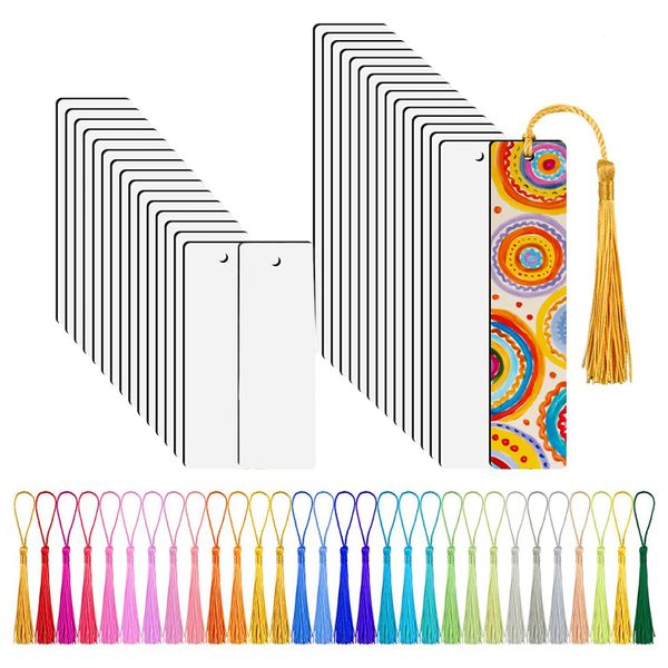 30 Pcs Sublimation Bookmark Sublimation Blanks With 30 Pcs Tassels