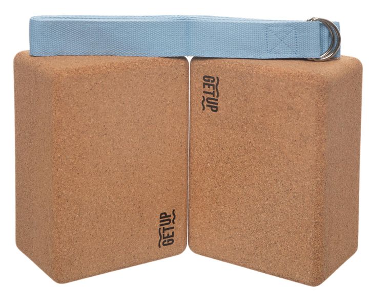 GetUp Natural Cork Yoga Block With Strap 3 In 1