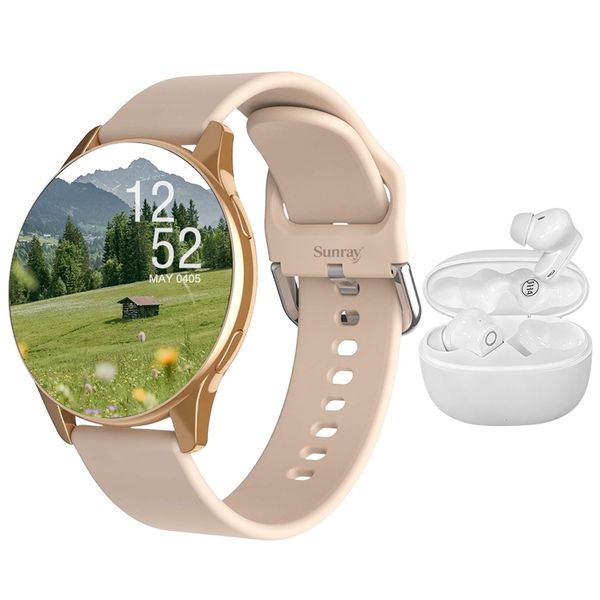 SUNRAY Women's Smartwatch &amp; Wireless Earphones Set-Android &amp; iOS Compatible