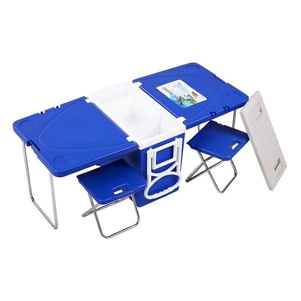 28L Cooler Box Foldable Picnic Table With Two-Chairs
