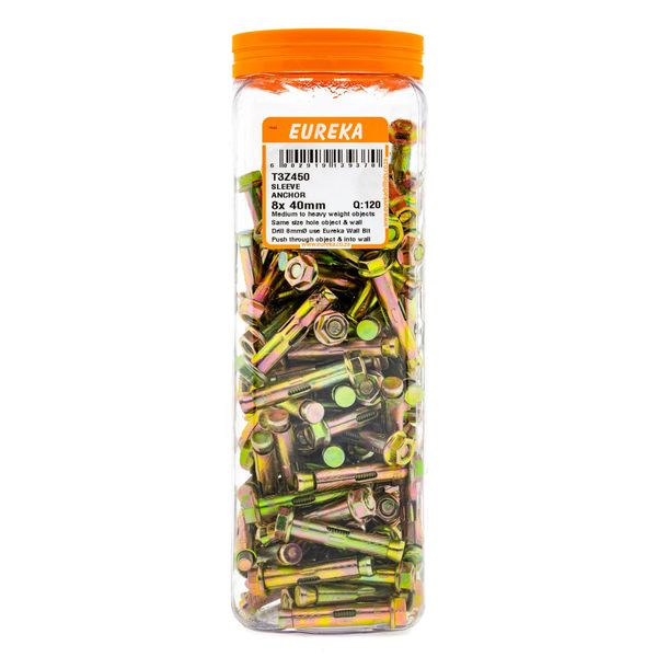 EUREKA Sleeve Anchors 8 x 40mm Q:120 T3Z450