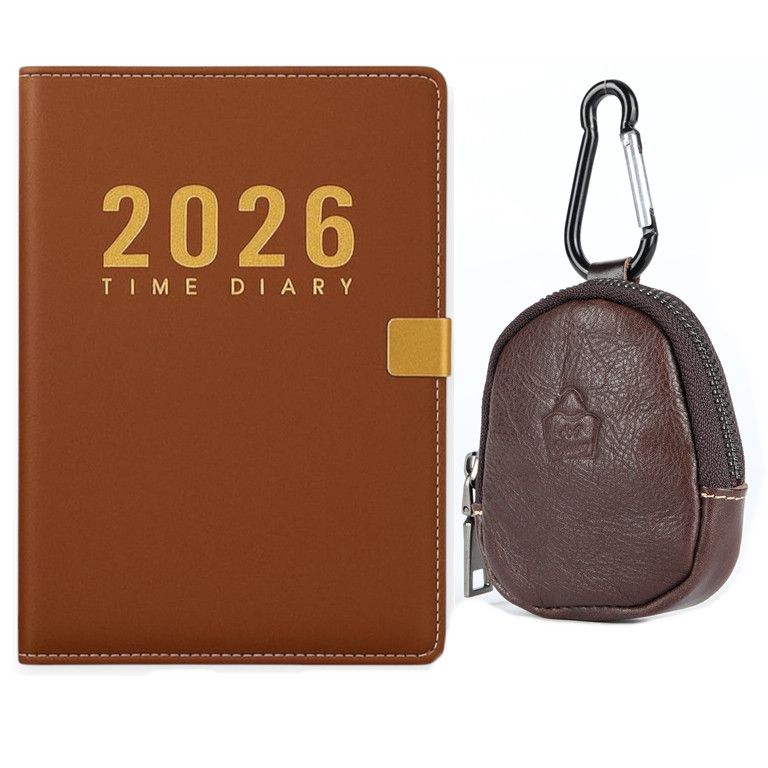 SACLASSY Genuine Leather Coin Wallet Coin Purse with 2026 Diary Gift Set