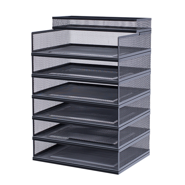 Desktop Dile Rack A4 Data Tray File Frame - Six Layers+Top Storage Basket