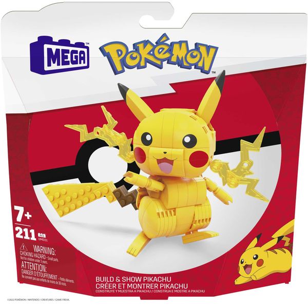 Mega Pokemon Building Toy Kit Pikachu With 1 Action Figure (211 Pieces)