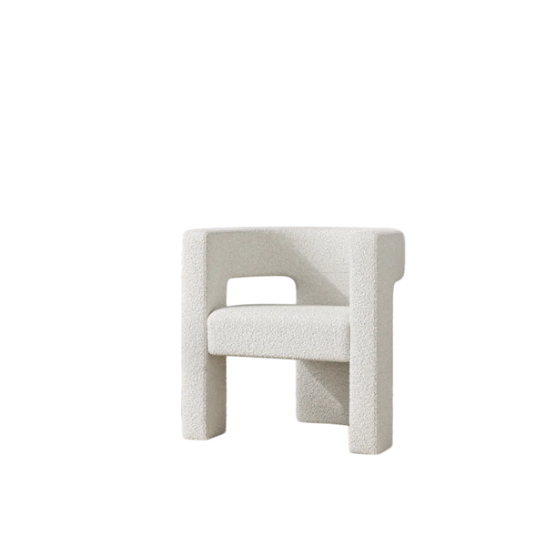 Wide Boucle Upholstered Square Armchair