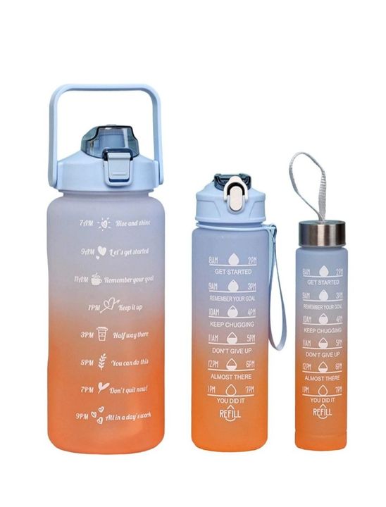 Motivational Drinking Water Bottle - Set of 3 - Orange & Blue | Shop ...