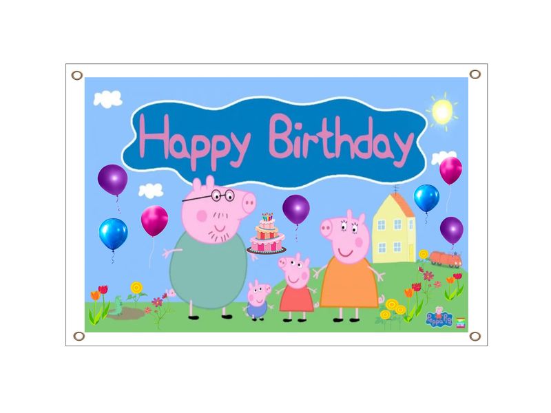Peppa Pig Birthday Banner - PVC Banner 1.3mx900mm