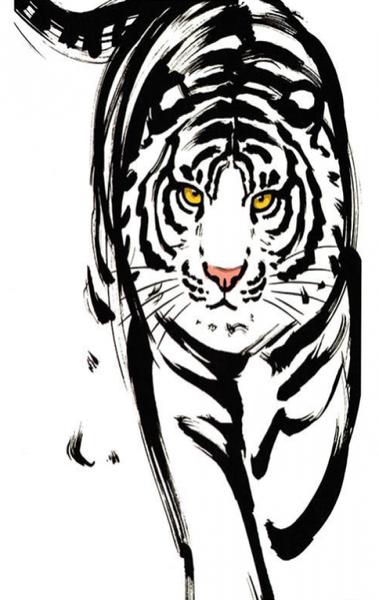 Tattoo - Waterproof High-Quality Skin Safe - Pink - Blue Tiger