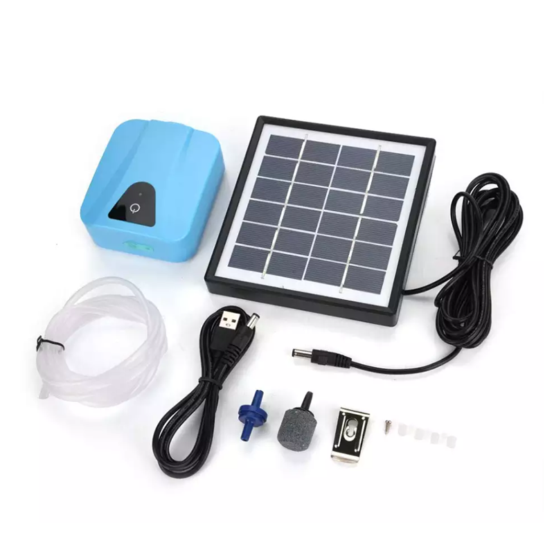 USB rechargeable Solar Powered Panel Air Oxygenator Oxygen Pump RZ-65 ...