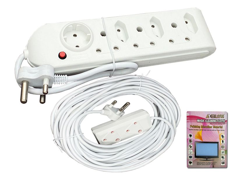 Everlotus 16 m extension cord with 7 way multiplug and cleaning cloth