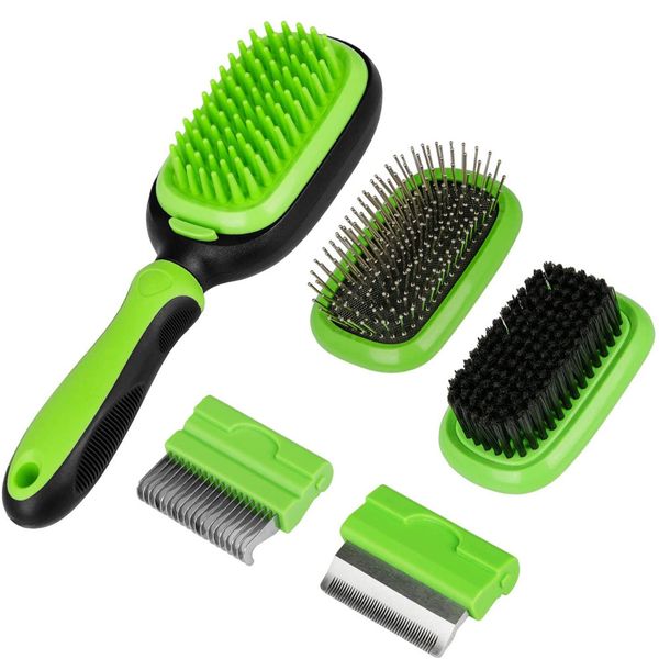 5 in 1 Dual Side Pet Grooming Brush Set Pet Grooming Kit for Dogs and Cats