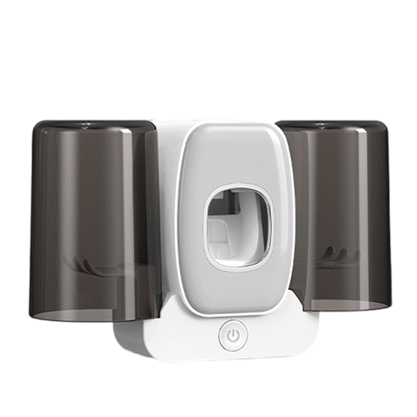 White Toothbrush Holder - 4-Slot, Dust-Proof Cup, Suspension for Bathroom