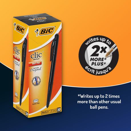 BIC Clic Medium Ballpoint Pens Black Box Of 20