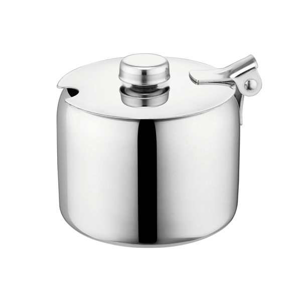 Sugar Basin 300ml With Hinged Lid Stainless Steel - Tea &amp; Coffee Essentials