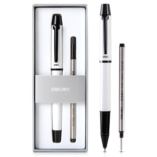 Deli Business Ballpoint Roller Pen set with box white-Luxury gift