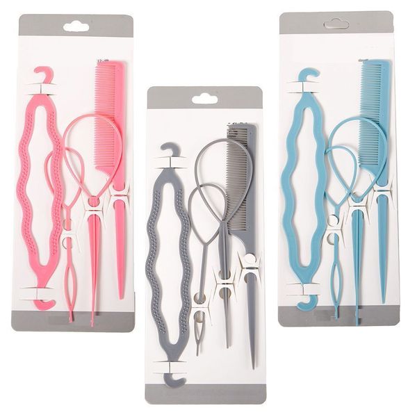 Fashion Beauty Multi Purpose 4 Piece Hair Braid Styling Tools Kit - Set of 3