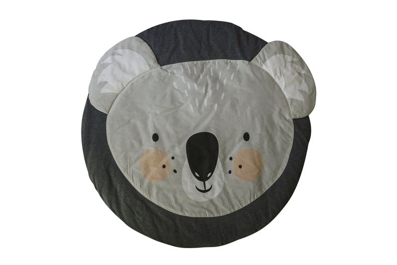 Baby Crawling Mat - Soft Play Mat - Baby Gym, Round Grey Animal Designs