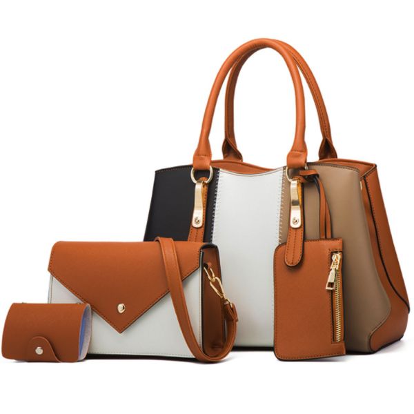 FCG Multicoloured 4 Piece Ladies Faux Leather Hand Bag Set